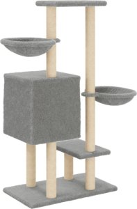 vidaXL Drapak dla kota, z sizalowymi słupkami, jasnoszary, 117 cm 6