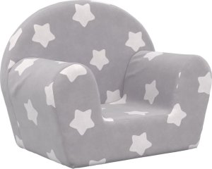 vidaXL Kanapa dla dziecka, jasnoszara w gwiazdki, miękki plusz 2