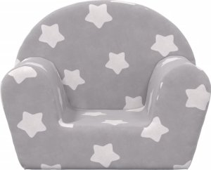 vidaXL Kanapa dla dziecka, jasnoszara w gwiazdki, miękki plusz 3