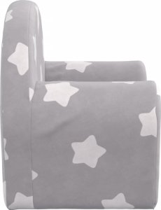 vidaXL Kanapa dla dziecka, jasnoszara w gwiazdki, miękki plusz 4