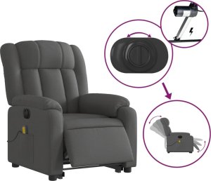 vidaXL Podnoszony fotel masujący, elektryczny, rozkładany, ciemnoszary 6