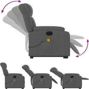 vidaXL Podnoszony fotel masujący, elektryczny, rozkładany, ciemnoszary 7