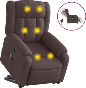 vidaXL Podnoszony fotel masujący, elektryczny, rozkładany, ciemny brąz 2