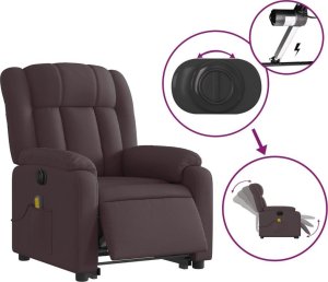 vidaXL Podnoszony fotel masujący, elektryczny, rozkładany, ciemny brąz 5