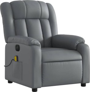 vidaXL Rozkładany fotel masujący, elektryczny, szary, sztuczna skóra 4