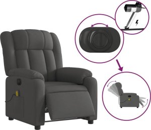 vidaXL Rozkładany fotel masujący, elektryczny, ciemnoszary, tkanina 5