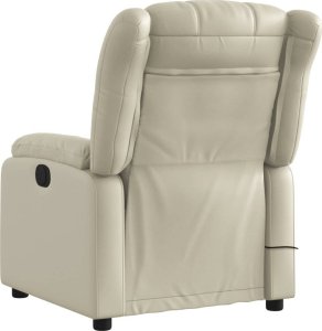 vidaXL Rozkładany fotel masujący, elektryczny, kremowy, sztuczna skóra 4