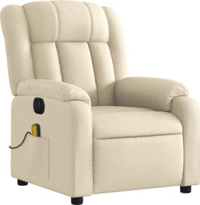 vidaXL Rozkładany fotel masujący, elektryczny, kremowy, tkanina 3