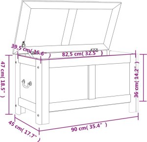 vidaXL Skrzynia z pokrywą, brązowa, lite drewno akacjowe 9