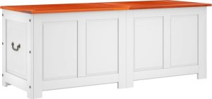 vidaXL Skrzynia z pokrywą, brązowo-biała, lite drewno akacjowe 2