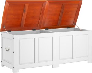 vidaXL Skrzynia z pokrywą, brązowo-biała, lite drewno akacjowe 7