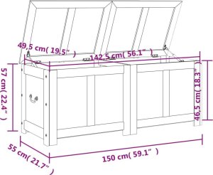 vidaXL Skrzynia z pokrywą, brązowa, lite drewno akacjowe 9