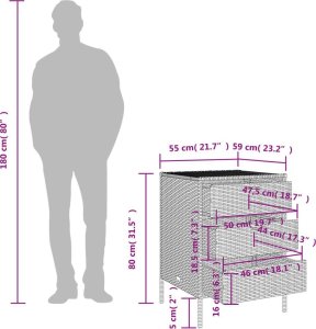 Szafa ogrodowa vidaXL Szafka ogrodowa, beżowa, 55x59x80 cm, polirattan 12