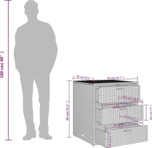 Szafa ogrodowa vidaXL Szafka ogrodowa, beżowa, 55x59x69 cm, polirattan 12