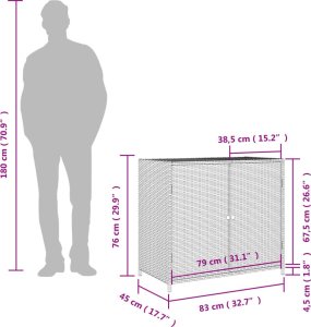 Szafa ogrodowa vidaXL Szafka ogrodowa, brązowa, 83x45x76 cm, polirattan 12