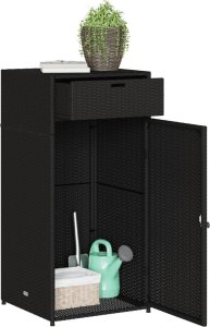 Szafa ogrodowa vidaXL Szafka ogrodowa, czarna, 55x55x111 cm, polirattan 5