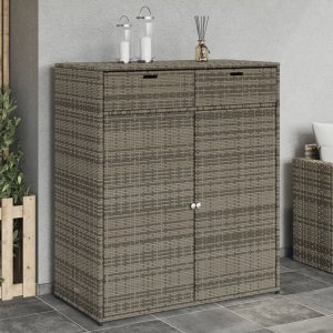 Szafa ogrodowa vidaXL Szafka ogrodowa, szara, 105x55x113 cm, polirattan Lumarko! 1