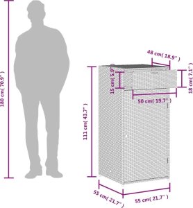 Szafa ogrodowa vidaXL Szafka ogrodowa, szara, 55x55x111 cm,polirattan 12