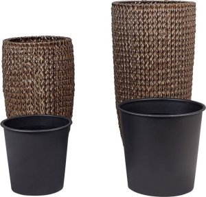 Beliani Zestaw 2 doniczek na kwiaty z technorattanu brązowy CEDRUS 5