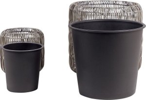 Beliani Zestaw 2 doniczek na kwiaty z technorattanu jasnobrązowy BRODIEA 5