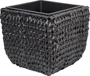 Beliani Zestaw 2 doniczek na kwiaty z technorattanu czarny BERBERIS 4