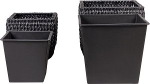 Beliani Zestaw 2 doniczek na kwiaty z technorattanu czarny BERBERIS 5