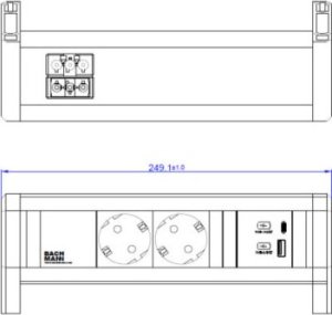 Bachmann BACHMANN DESK 2xzabezpieczony styk 1xUSB A&C, Ładowarka USB 22W, GST18 1