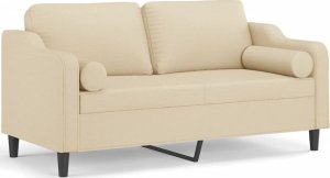 vidaXL vidaXL 2-osobowa sofa z poduszkami, kremowa, 140 cm, tkanina 2