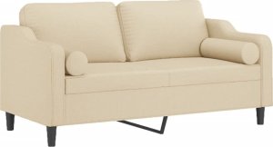 vidaXL vidaXL 2-osobowa sofa z poduszkami, kremowa, 140 cm, tkanina 3