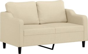 vidaXL vidaXL 2-osobowa sofa z poduszkami, kremowa, 140 cm, tkanina 4