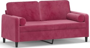 vidaXL vidaXL 2-osobowa sofa z poduszkami, winna czerwień, 140 cm, aksamit 2