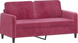 vidaXL vidaXL 2-osobowa sofa z poduszkami, winna czerwień, 140 cm, aksamit 4