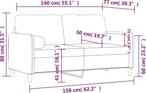 vidaXL vidaXL 2-osobowa sofa z poduszkami, winna czerwień, 140 cm, aksamit 8