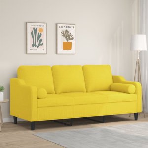 vidaXL vidaXL 3-osobowa sofa wypoczynkowa z poduszkami, jasnożółta, 180 cm 1