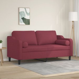 vidaXL vidaXL 2-osobowa sofa z poduszkami, winna czerwień, 140 cm, tkanina 1