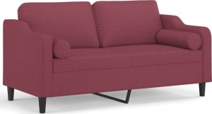 vidaXL vidaXL 2-osobowa sofa z poduszkami, winna czerwień, 140 cm, tkanina 2