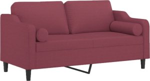 vidaXL vidaXL 2-osobowa sofa z poduszkami, winna czerwień, 140 cm, tkanina 3
