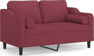 vidaXL vidaXL 2-osobowa sofa z poduszkami, winna czerwień, 120 cm, tkanina 2
