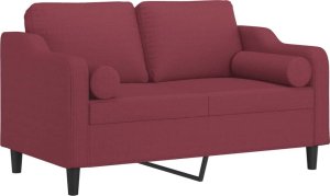 vidaXL vidaXL 2-osobowa sofa z poduszkami, winna czerwień, 120 cm, tkanina 3