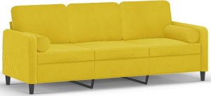 vidaXL 3-osobowa sofa z poduszkami, żółta, 180 cm, aksamit 2