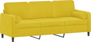 vidaXL 3-osobowa sofa z poduszkami, żółta, 180 cm, aksamit 3
