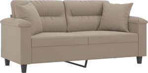 vidaXL vidaXL 2-osobowa sofa z poduszkami, kolor taupe, 140 cm, mikrofibra 3
