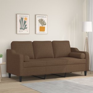 vidaXL vidaXL 3-osobowa sofa z poduszkami, brązowa, 180 cm, tkanina 1