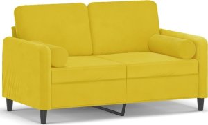 vidaXL 2-osobowa sofa z poduszkami, żółta, 120 cm, aksamit 2