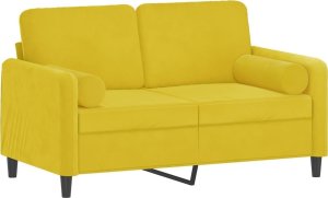 vidaXL 2-osobowa sofa z poduszkami, żółta, 120 cm, aksamit 3