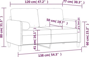 vidaXL 2-osobowa sofa z poduszkami, żółta, 120 cm, aksamit 8