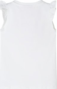 vidaXL Koszulka dziecięca z falbankowymi rękawkami, biała, 140 2