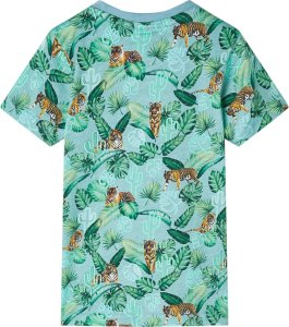 vidaXL Koszulka dziecięca z krótkimi rękawami, jasnozielony melanż, 128 2