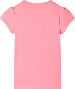vidaXL Koszulka dziecięca, neonowy róż, 128 2