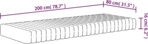 vidaXL Materac piankowy, średnio miękki, 80x200 cm 7